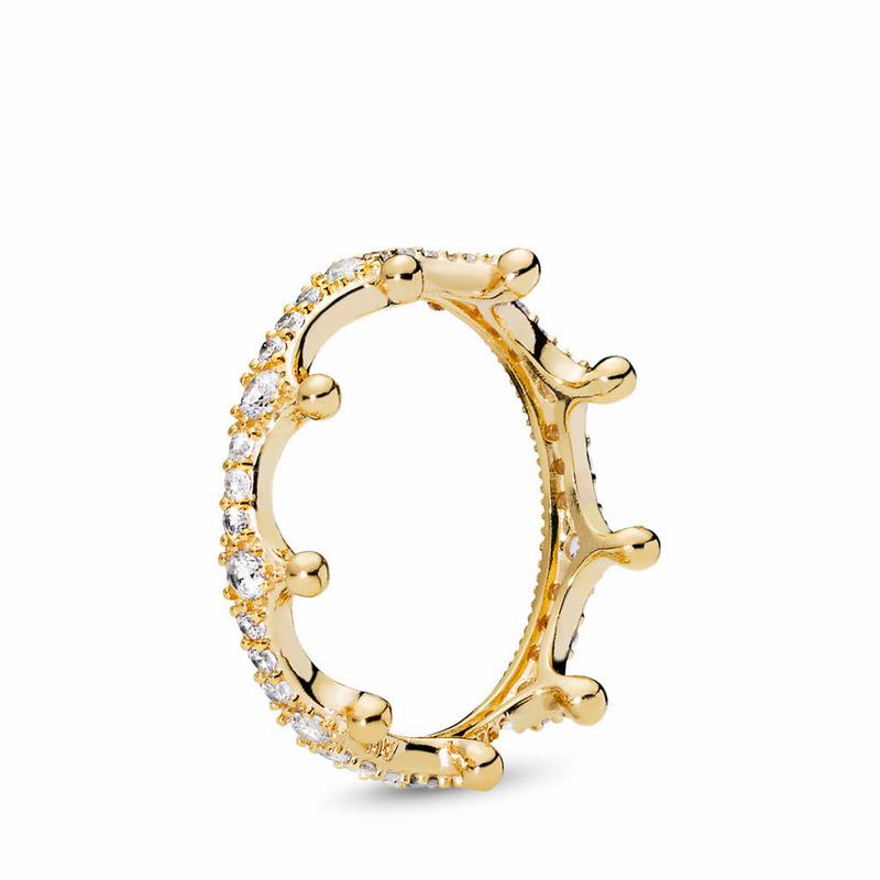 Pandora Shine™ Enchanted Crown Stackable Ring - 18ct Gold Plated/Cubic Zirconia - Canada | TC8813YX